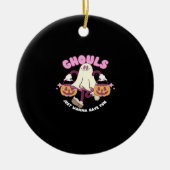 グールズはおもしろいを食べたい – 不気味かわいいハロウィーン セラミックオーナメント (正面)