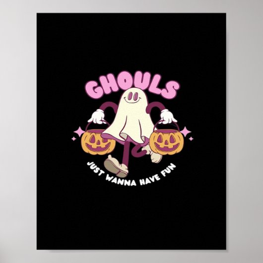 グールズはおもしろいを食べたい – 不気味かわいいハロウィーン ポスター (正面)