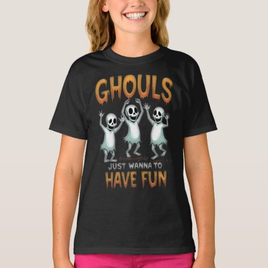 グールズはおもしろいハロウィーンの日の子供を持ちたいと思う Tシャツ (正面)