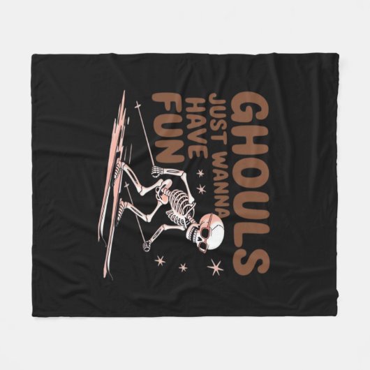 グールズはハロウィーンと秋のためのおもしろいを持ちたい フリースブランケット (正面(横))