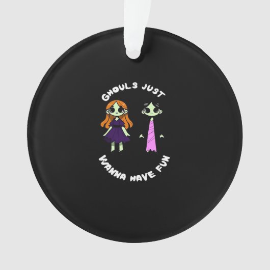 グールズはハロウィーンのおもしろいを欲しおもしろいい オーナメント (正面)