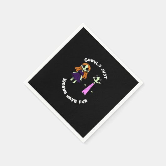 グールズはハロウィーンのおもしろいを欲しおもしろいい スタンダードカクテルナプキン (角)