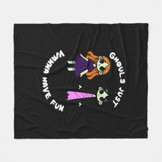 グールズはハロウィーンのおもしろいを欲しおもしろいい フリースブランケット (正面(横))