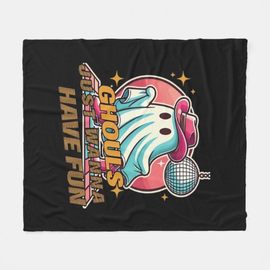 グールズはハローのおもしろいディスコデザインを持ちたい フリースブランケット (正面(横))