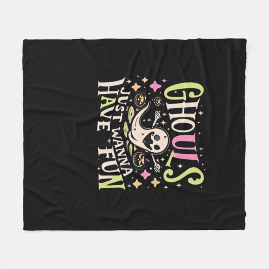 グールズジャストイーグおもしろい怖いデザイン フリースブランケット (正面(横))