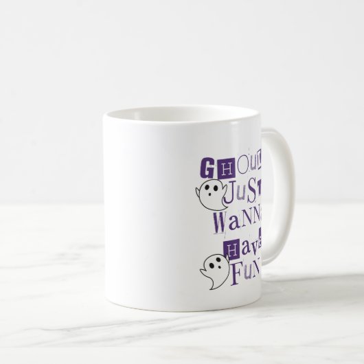 グールズジャストウィーパープルおもしろいハロウィーン幽霊 コーヒーマグカップ (正面右)
