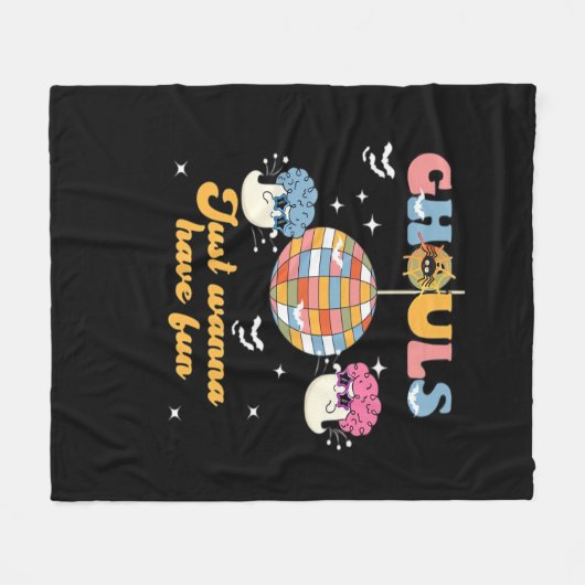 グールズジャストウィーンおもしろいレトログルービーハロウィーン フリースブランケット (正面(横))