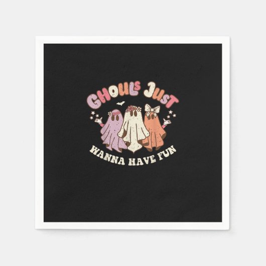 グールズジャストウィーンおもしろいレトロハロウィングルービー スタンダードカクテルナプキン (正面)