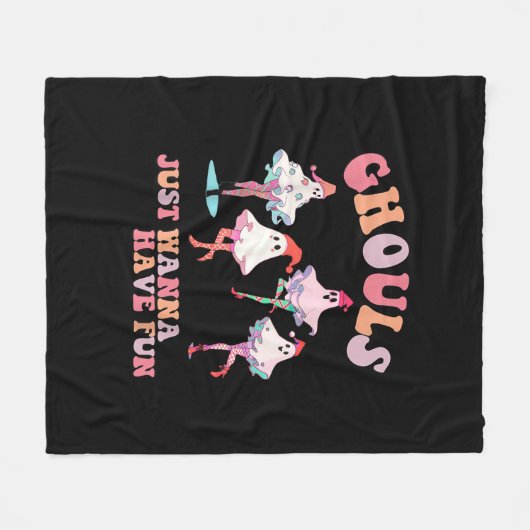 グールズジャストウィーンおもしろいレトロハロウィーンクリスティム フリースブランケット (正面(横))