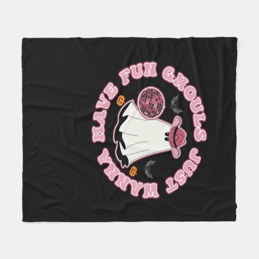 グールズジャストウィーンおもしろい(ウェスタンスタイルハロウィー) フリースブランケット (正面(横))