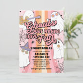 グールズジャストウィーンピンクおもしろいハロウィーン誕生日 招待状 (スタンド正面)