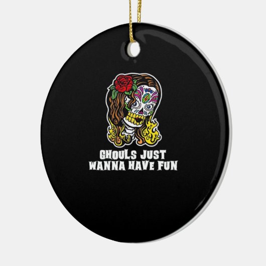 グールズジャストウォーナーズおもしろい-ハッピーハローウィンスローガ セラミックオーナメント (左)