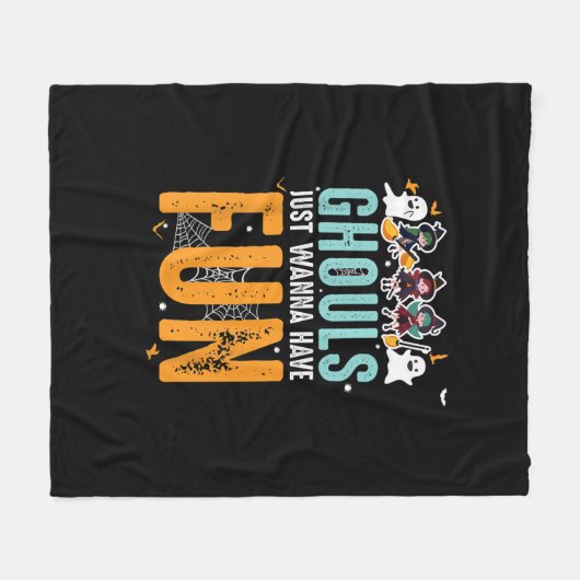 グールズジャストハローウィッチおもしろいを楽しみたい フリースブランケット (正面(横))