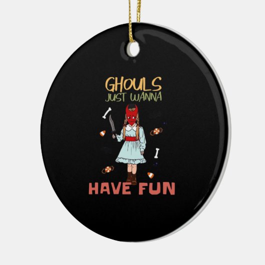 グールズジャストハローウィーンスローガンおもしろい セラミックオーナメント (左)