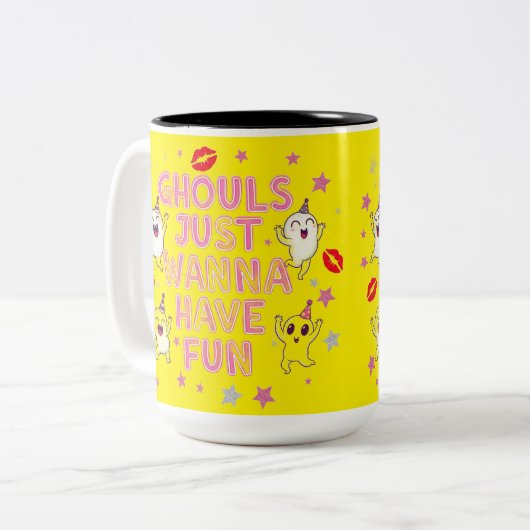 グールズジャストビーティーおもしろい ツートーンマグカップ (正面左)
