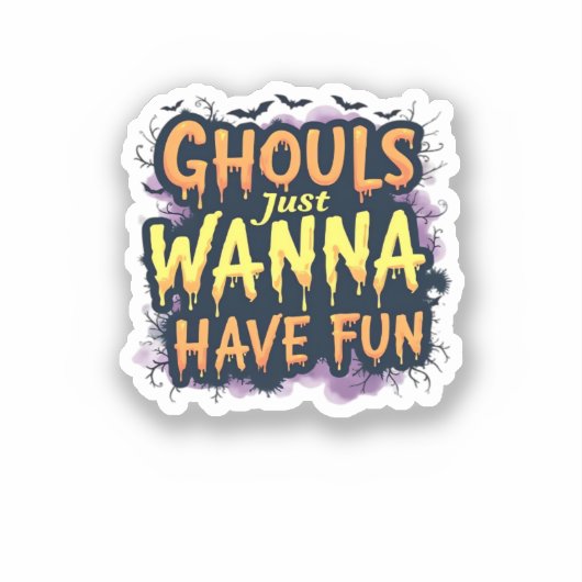 グールズジャストワンザおもしろい – ハロウィーンデザイン シール (正面)
