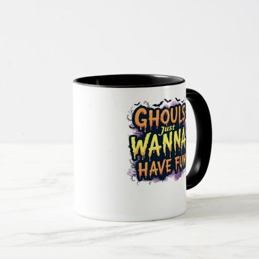 グールズジャストワンザおもしろい – ハロウィーンデザイン マグカップ (正面右)
