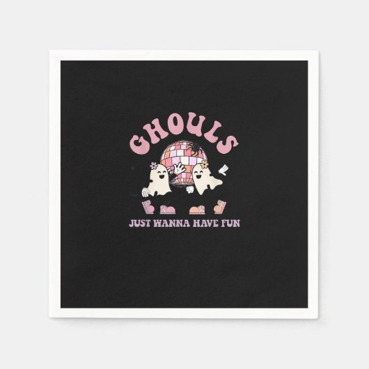 グールズジャストワントワアおもしろいレトロハローウィンパーティC スタンダードカクテルナプキン (正面)