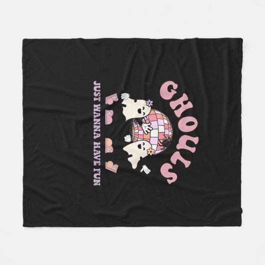 グールズジャストワントワアおもしろいレトロハローウィンパーティC フリースブランケット (正面(横))