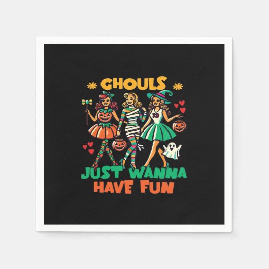 グールズジャストワンハローウィンおもしろいおもしろい引用文 スタンダードカクテルナプキン (正面)