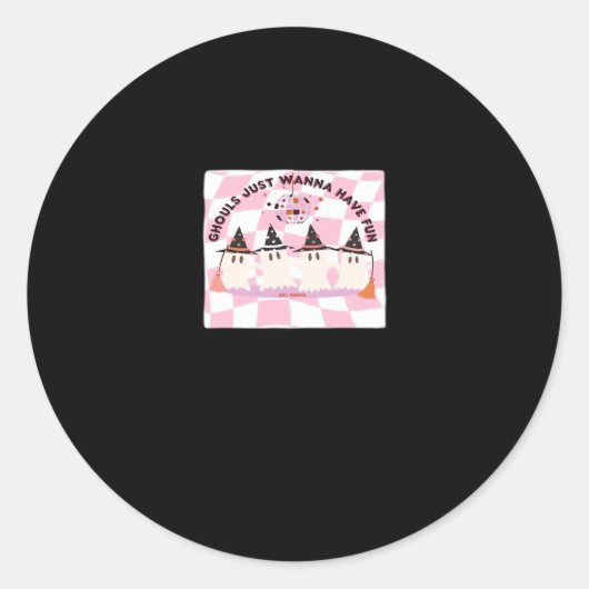 グールズジャストワンハローウィンおもしろいトレンディ ラウンドシール (正面)