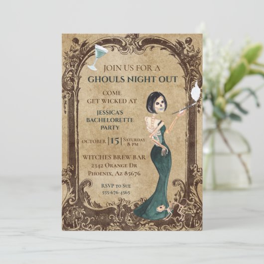 グールズナイトアウトバチェロレッテハロウィーンスケルトン 招待状 (スタンド正面)