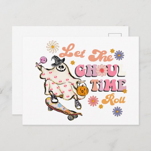 グールタイム転がレトロハロウィーン ポストカード (正面/裏面)