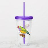 グールディアンフィンチバードカートゥーンイラストレーション アクリルタンブラー (正面)