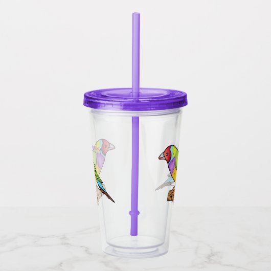 グールディアンフィンチバードカートゥーンイラストレーション アクリルタンブラー (右)