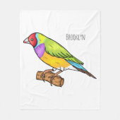 グールディアンフィンチバードカートゥーンイラストレーション フリースブランケット (正面)