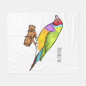 グールディアンフィンチバードカートゥーンイラストレーション フリースブランケット (正面(横))