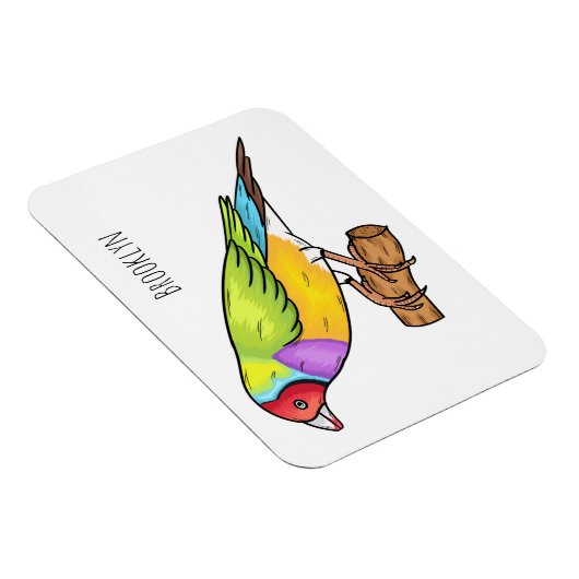 グールディアンフィンチバードカートゥーンイラストレーション マグネット (右側)