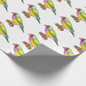 グールディアンフィンチバードカートゥーンイラストレーション ラッピングペーパー (角)