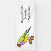 グールディアンフィンチバードカートゥーンイラストレーション 横断幕 (縦)