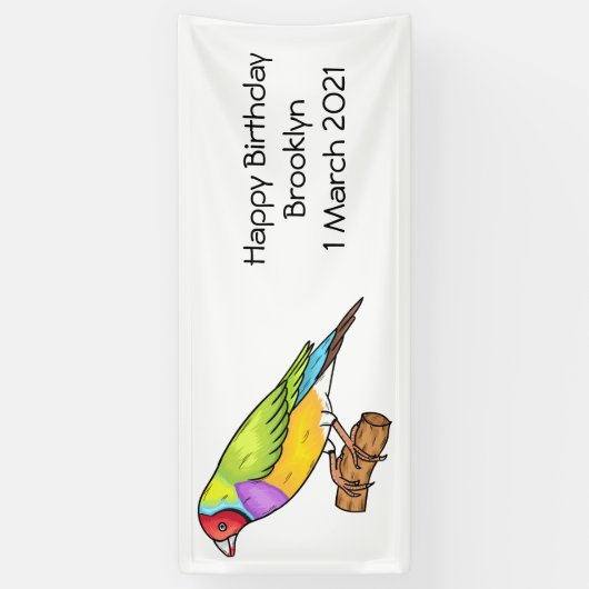 グールディアンフィンチバードカートゥーンイラストレーション 横断幕 (縦)