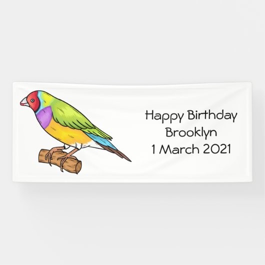 グールディアンフィンチバードカートゥーンイラストレーション 横断幕 (横)