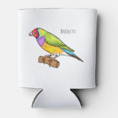 グールディアンフィンチバードカートゥーンイラストレーション 缶クーラー (正面)