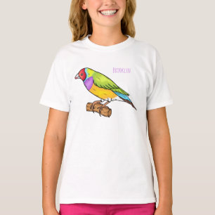 グールディアンフィンチバードカートゥーンイラストレーション Tシャツ