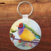 グールディアンフィンチ絵画リアリスティック キーホルダー (正面)