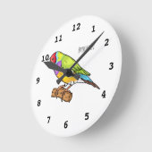 グールド・フィンチ鳥漫画イラストレーション ラウンド壁時計 (傾斜)
