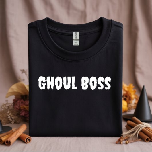グールボスホワイトタイポグラフィハロウィーン Tシャツ