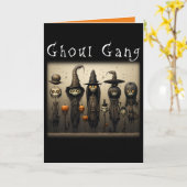 グール不気味集団スケルトンウィッチハロウィーン カード (黄色い花)