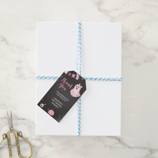 グール幽霊ハロウィンベビーシャワーメッセージカード ギフトタグ (より糸付き)