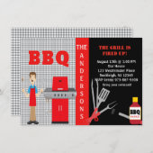 グ市松模様にリルのBBQ招待状 招待状 (正面/裏面)