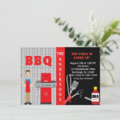 グ市松模様にリルのBBQ招待状 招待状 (スタンド正面)