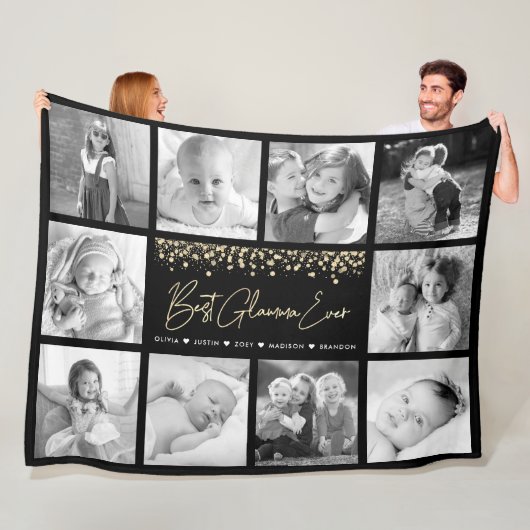 グ最高のラムマエバー金ゴールドグリッター10フォトコラージュ フリースブランケット (インサイチュ)