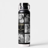グ最高のラムマ10回のフォトコラージュ金ゴールドグリッター ウォーターボトル (背面)