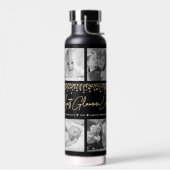 グ最高のラムマ10回のフォトコラージュ金ゴールドグリッター ウォーターボトル (左面)