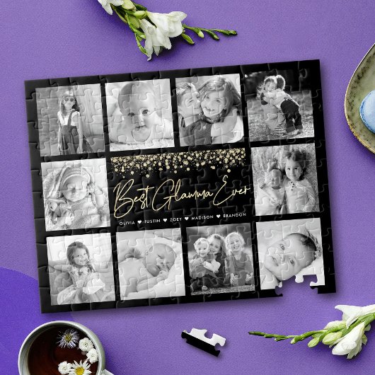 グ最高のラムマ10回のフォトコラージュ金ゴールドグリッター ジグソーパズル