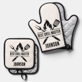 グ最高のリルマスター父の日パパ 鍋つかみ&鍋敷きセット (正面/裏面)